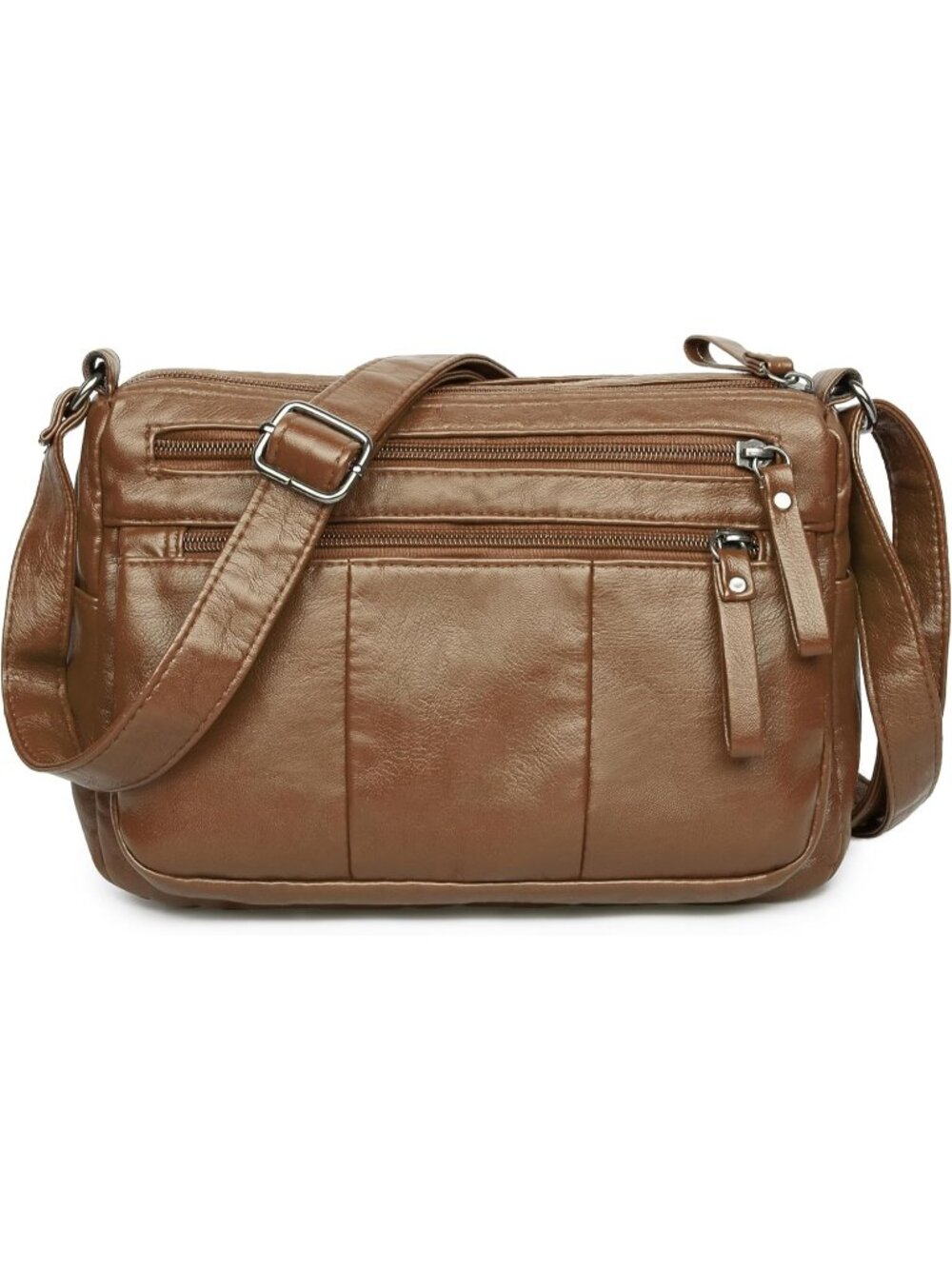 Women's Brown (10.2") Soft PU Leather Shoulder Bag Crossbody Purse Pocketbooks